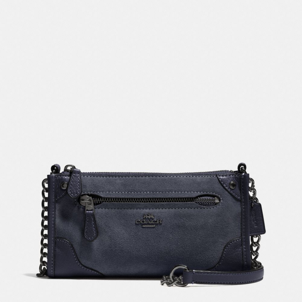 COACH MICKIE CROSSBODY IN SUEDE - ANTIQUE NICKEL/MIDNIGHT - F35927