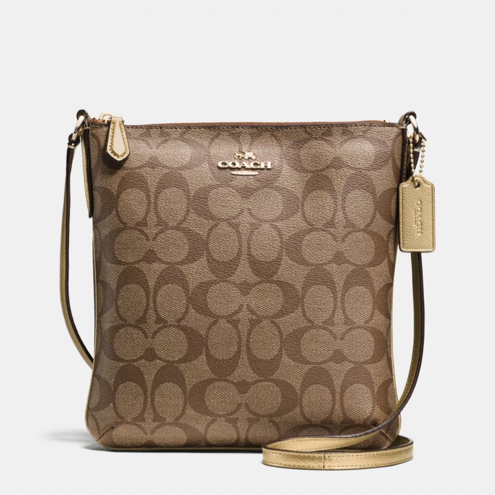 NORTH/SOUTH CROSSBODY IN SIGNATURE - COACH f35940 - IMITATION GOLD/KHAKI/GOLD