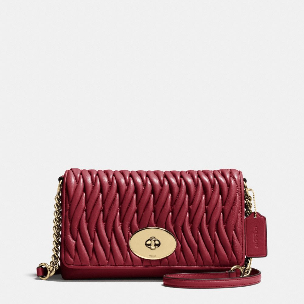 CROSSTOWN CROSSBODY IN GATHERED LEATHER - COACH f35970 - LIGHT GOLD/BLACK CHERRY