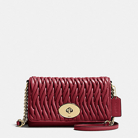 COACH CROSSTOWN CROSSBODY IN GATHERED LEATHER - LIGHT GOLD/BLACK CHERRY - f35970