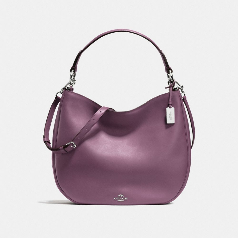 COACH COACH NOMAD HOBO IN GLOVETANNED LEATHER - SILVER/EGGPLANT - F36026