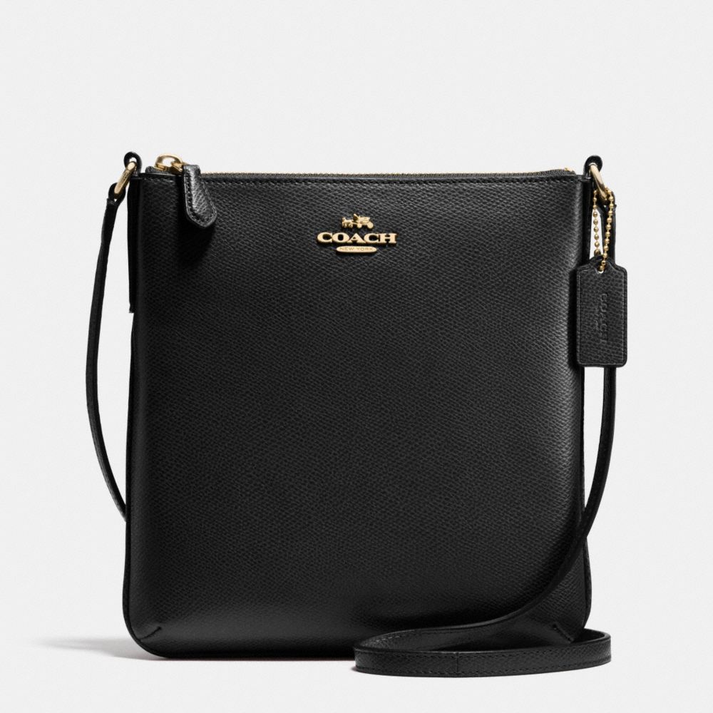 NORTH/SOUTH CROSSBODY IN CROSSGRAIN LEATHER - COACH f36063 - LIGHT GOLD/BLACK