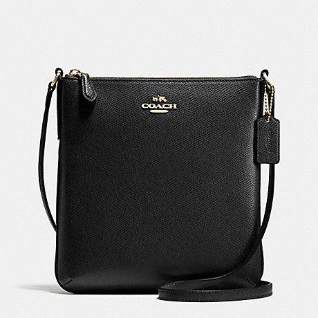 COACH NORTH/SOUTH CROSSBODY IN CROSSGRAIN LEATHER - LIGHT GOLD/BLACK - f36063