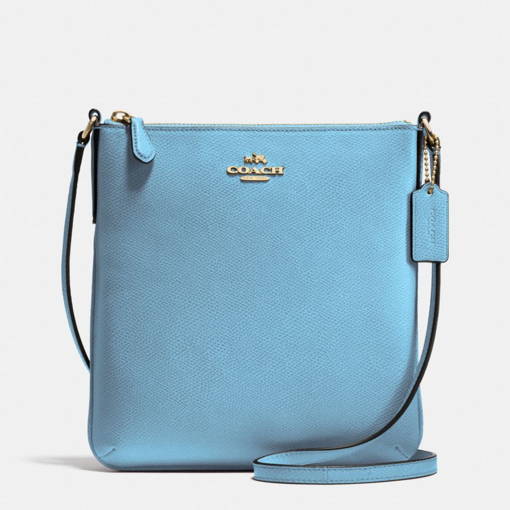 COACH NORTH/SOUTH CROSSBODY IN CROSSGRAIN LEATHER - IMITATION GOLD/BLUEJAY - F36063