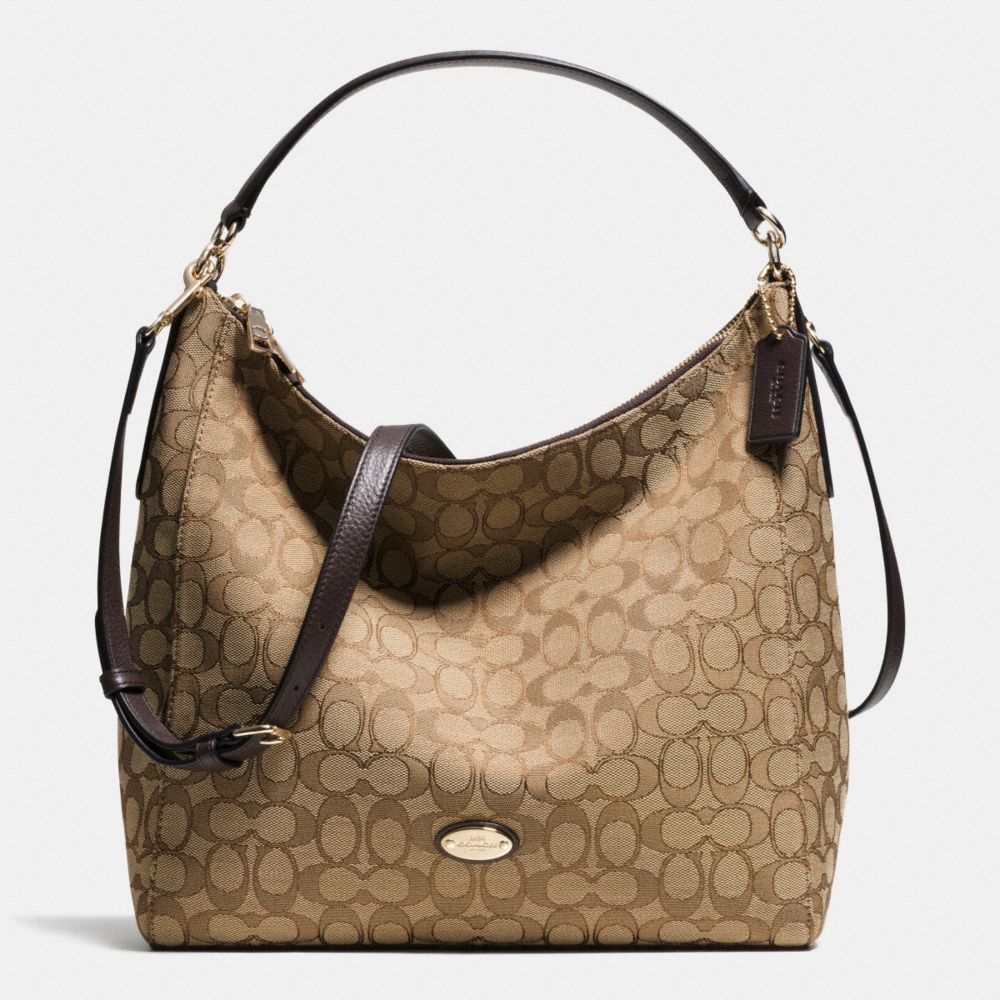 COACH CELESTE CONVERTIBLE HOBO IN SIGNATURE - LIGHT GOLD/KHAKI/BROWN - F36183