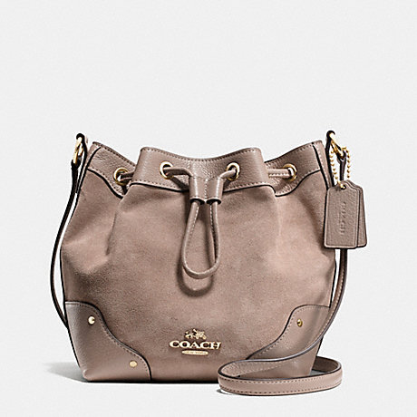 COACH BABY MICKIE DRAWSTRING SHOULDER BAG IN SUEDE - IMITATION GOLD/STONE - f36217