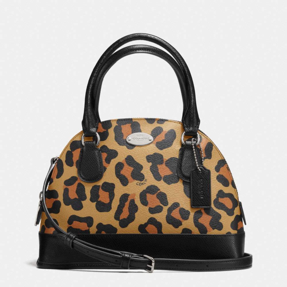 MINI CORA DOMED SATCHEL IN OCELOT PRINT COATED CANVAS - COACH f36219 - IMITATION GOLD/NEUTRAL