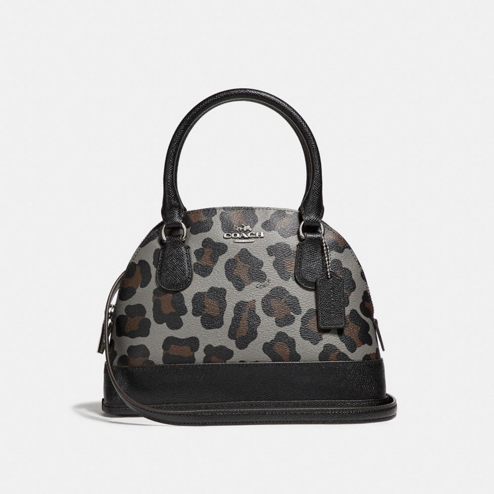 MINI CORA DOMED SATCHEL IN OCELOT PRINT COATED CANVAS - COACH f36219 - SILVER/GREY MULTI