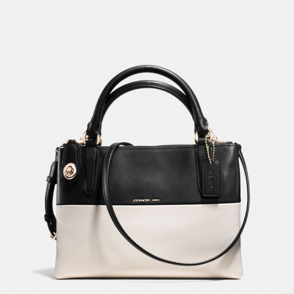 COACH MINI BOROUGH BAG IN COLORBLOCK CROSSGRAIN LEATHER - LIGHT GOLD/CHALK/BLACK - F36233