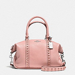 COACH CENTRAL SATCHEL IN LACQUER RIVETS PEBBLE LEATHER - SILVER/BLUSH - F36306