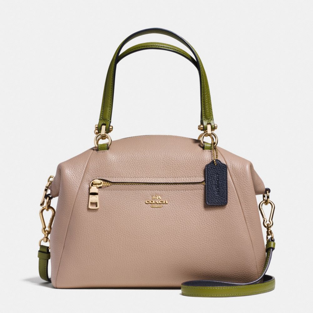 PRAIRIE SATCHEL IN COLORBLOCK PEBBLE LEATHER - COACH f36312 - LIGHT GOLD/STONE