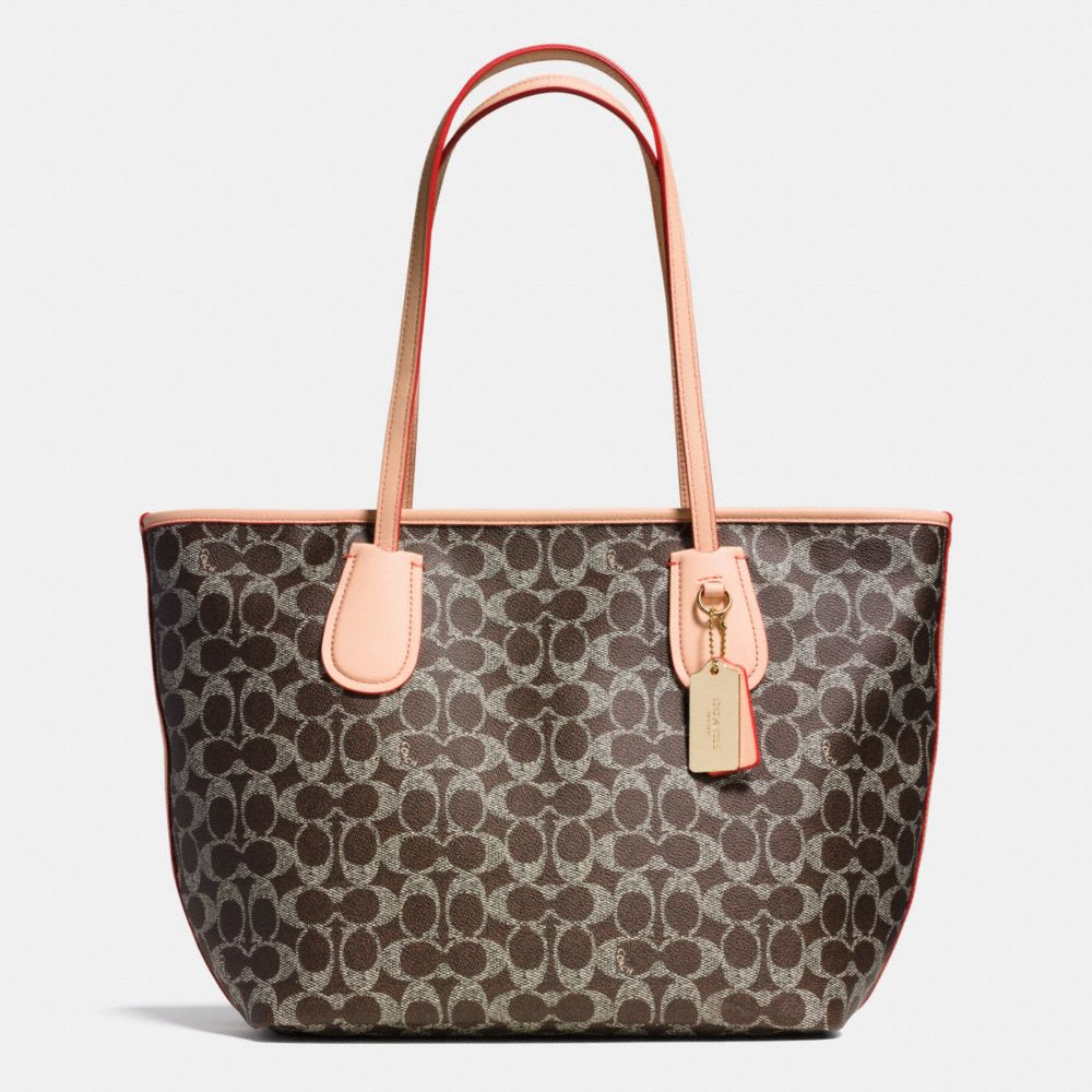 COACH TAXI ZIP TOTE IN SIGNATURE - COACH f36359 -  LIGHT GOLD/SADDLE/APRICOT