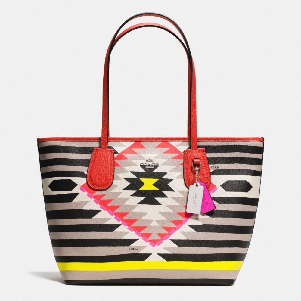 COACH COACH TAXI ZIP TOP TOTE IN PRINTED CROSSGRAIN LEATHER - SVE2M - F36361