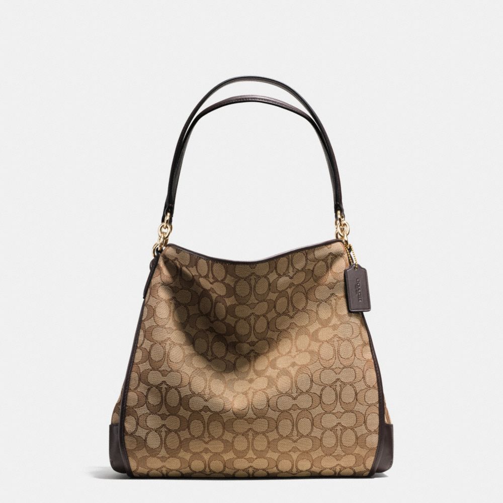 PHOEBE SHOULDER BAG IN OUTLINE SIGNATURE - COACH f36424 - IMITATION GOLD/KHAKI/BROWN