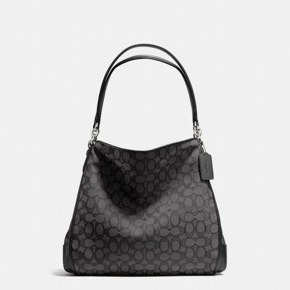 PHOEBE SHOULDER BAG IN OUTLINE SIGNATURE - COACH f36424 - SILVER/BLACK SMOKE/BLACK