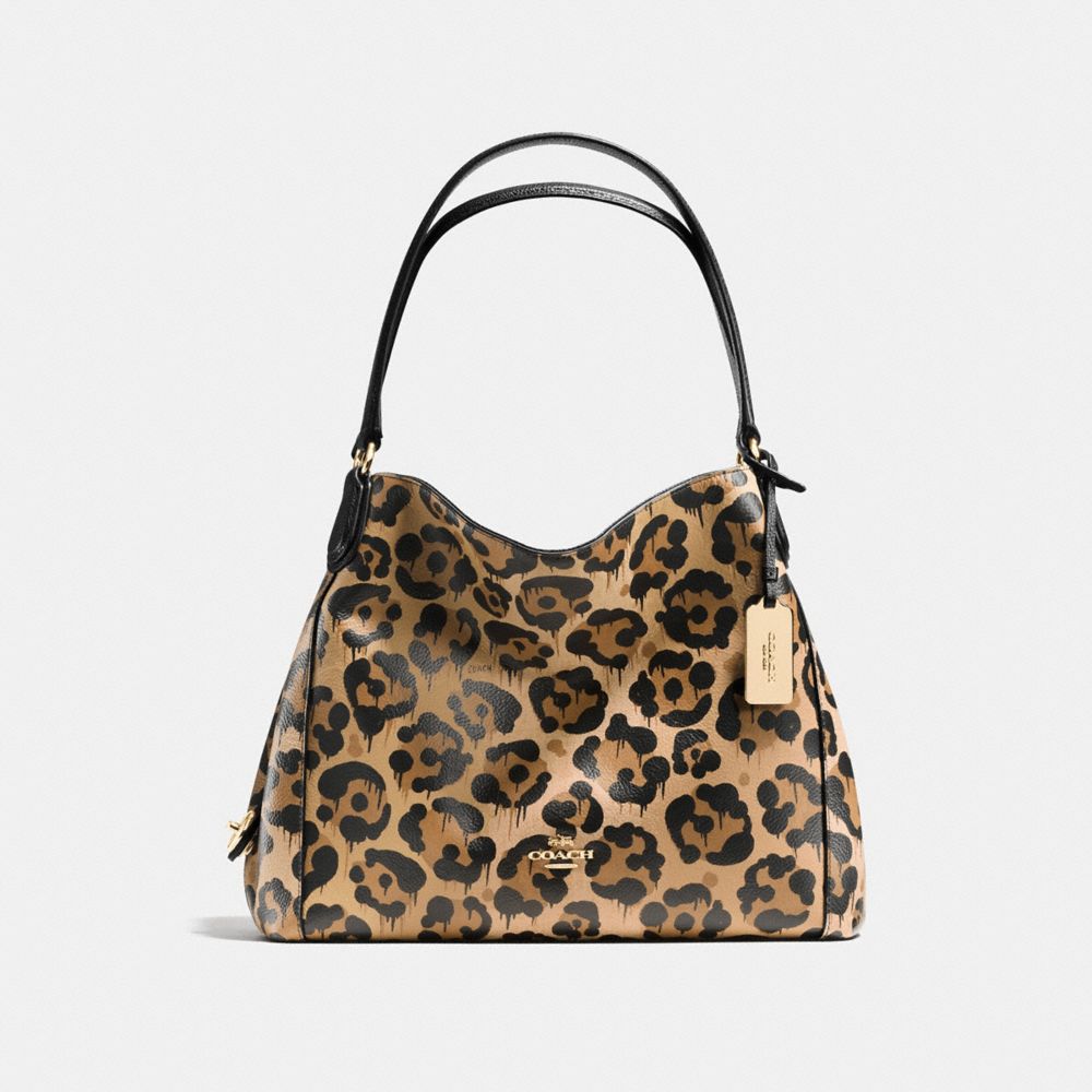 EDIE SHOULDER BAG 31 IN POLISHED PEBBLE LEATHER WITH WILD BEAST PRINT - COACH f36453 - LIGHT GOLD/WILD BEAST
