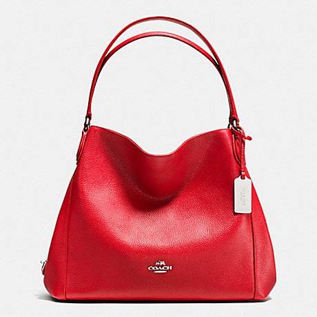 COACH EDIE SHOULDER BAG 31 IN REFINED PEBBLE LEATHER - SILVER/TRUE RED - f36464
