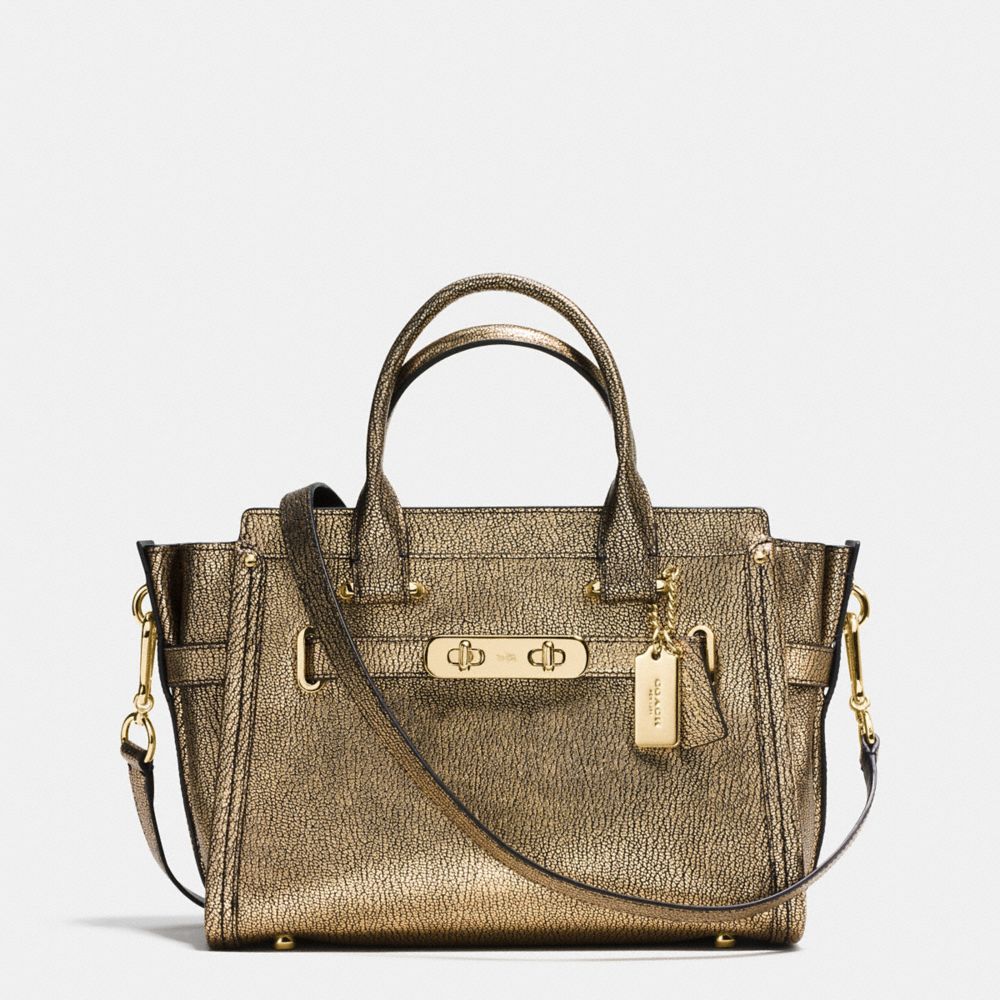 COACH SWAGGER 27 IN METALLIC PEBBLE LEATHER - COACH f36497 - LIGHT GOLD/GOLD