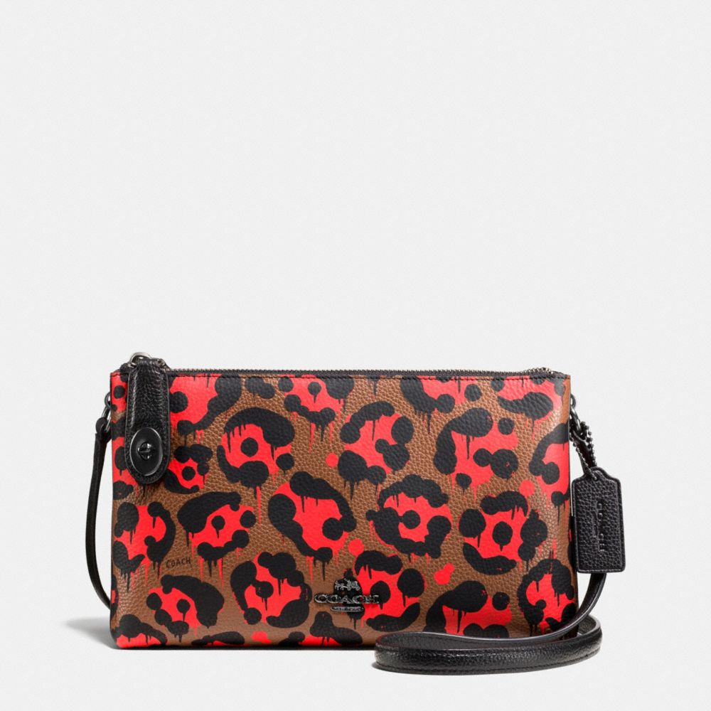 COACH CROSBY CROSSBODY IN WILD BEAST PRINT LEATHER - BLACK ANTIQUE NICKEL/ORANGE WILD BEAST - F36520