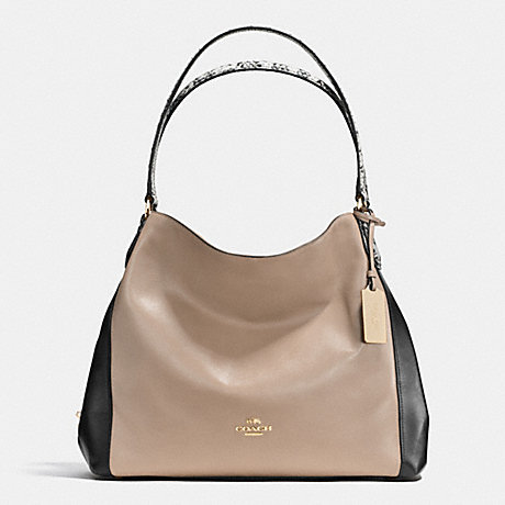 COACH EDIE SHOULDER BAG 31 IN COLORBLOCK EXOTIC EMBOSSED LEATHER - LIGHT GOLD/STONE - f36551