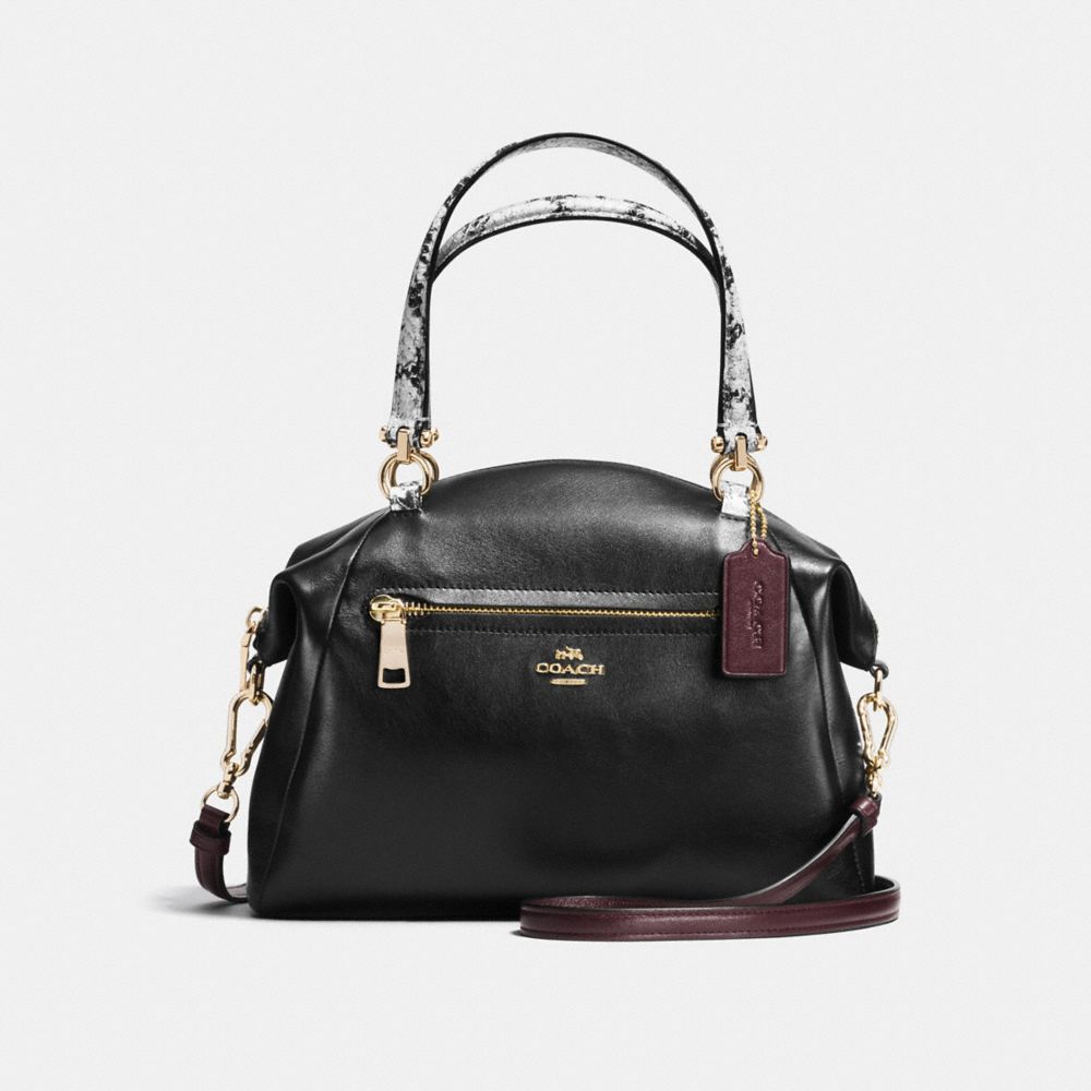 PRAIRIE SATCHEL IN COLORBLOCK EXOTIC EMBOSSED LEATHER - COACH F36553 - LIGHT GOLD/BLACK