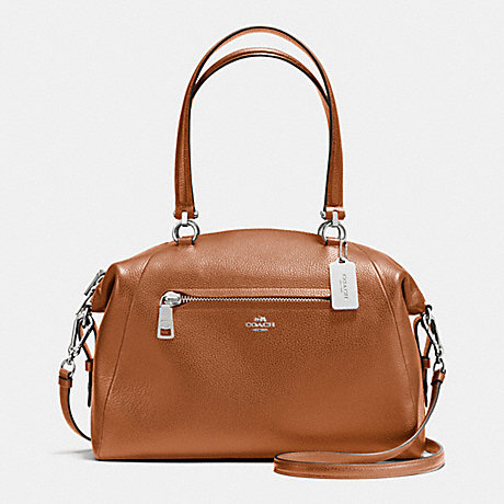 COACH LARGE PRAIRIE SATCHEL IN PEBBLE LEATHER - SILVER/SADDLE - f36560