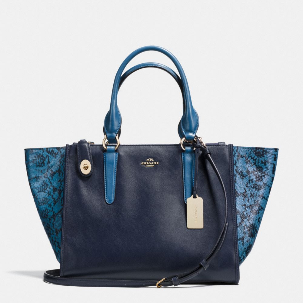 CROSBY CARRYALL IN COLORBLOCK EXOTIC EMBOSSED LEATHER - COACH f36571 - LIGHT GOLD/NAVY