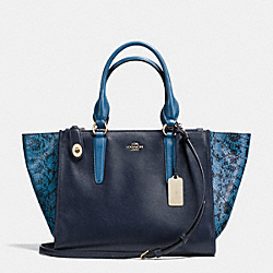 COACH CROSBY CARRYALL IN COLORBLOCK EXOTIC EMBOSSED LEATHER - LIGHT GOLD/NAVY - F36571
