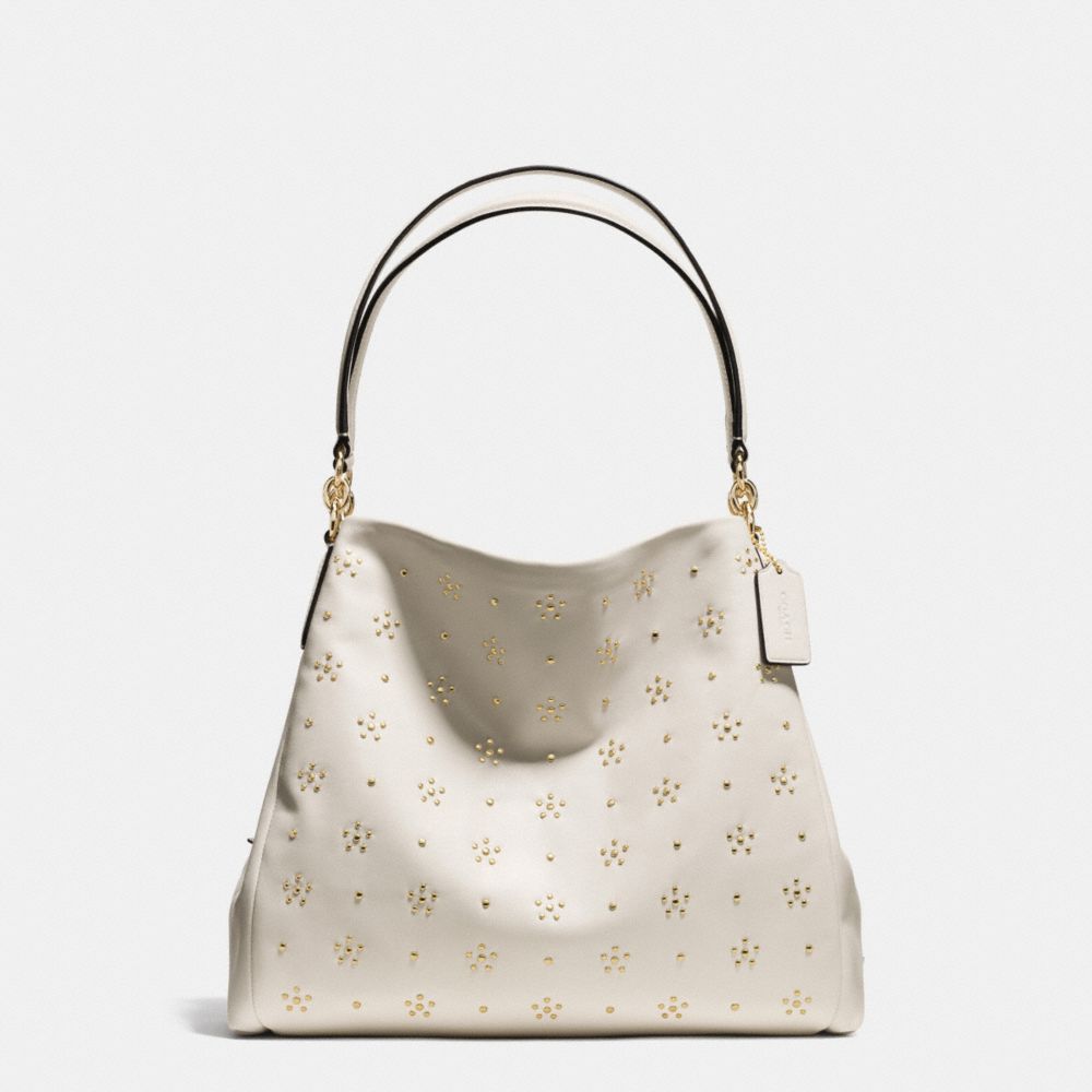 ALL OVER STUD PHOEBE SHOULDER BAG IN CALF LEATHER - COACH f36590 - IMITATION GOLD/CHALK