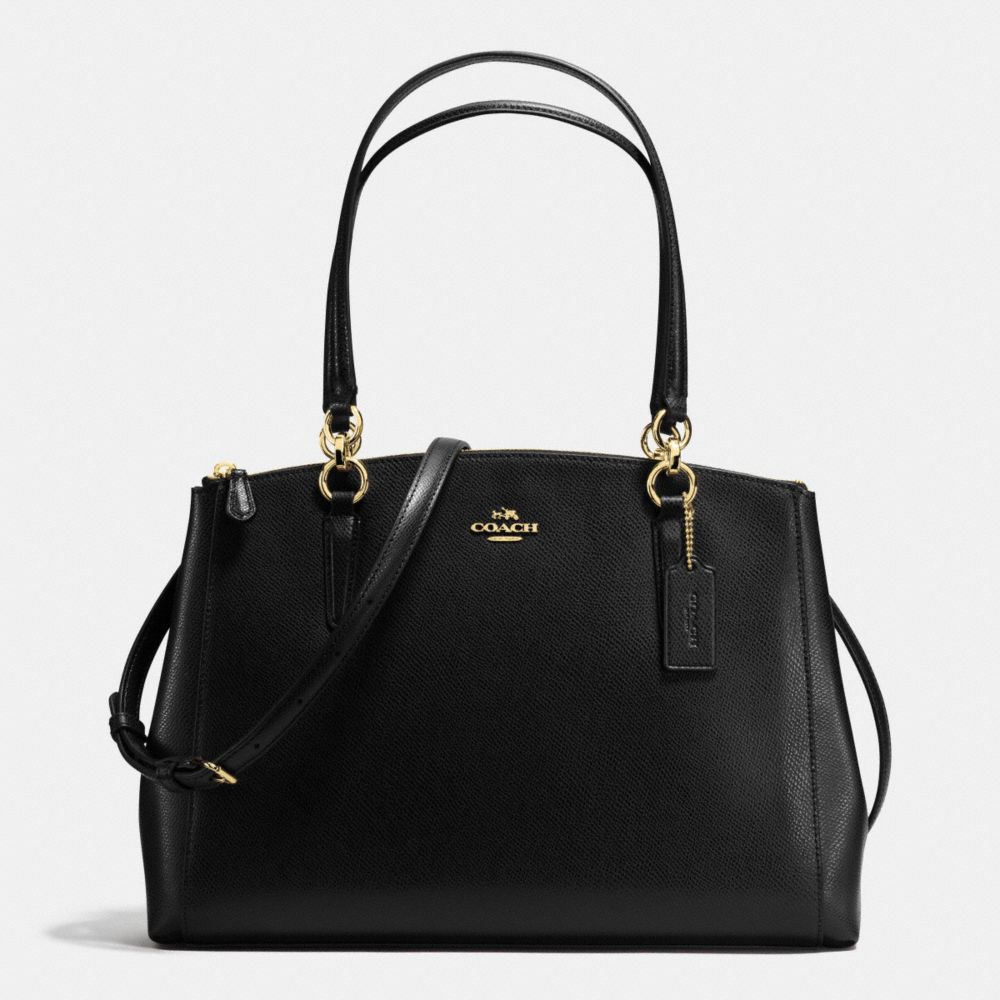 CHRISTIE CARRYALL IN CROSSGRAIN LEATHER - COACH f36606 - IMITATION GOLD/BLACK