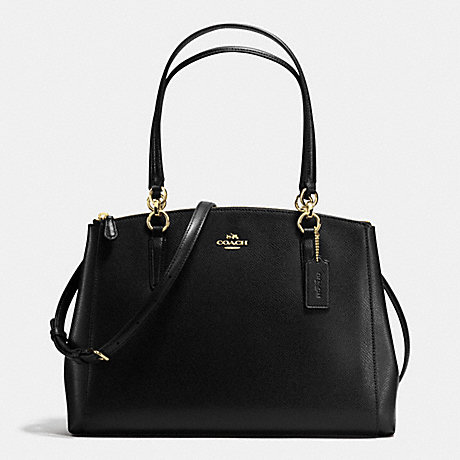 COACH CHRISTIE CARRYALL IN CROSSGRAIN LEATHER - IMITATION GOLD/BLACK - f36606