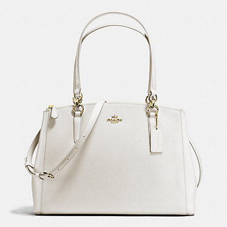 COACH CHRISTIE CARRYALL IN CROSSGRAIN LEATHER - IMITATION GOLD/CHALK - f36606