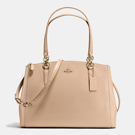 COACH CHRISTIE CARRYALL IN CROSSGRAIN LEATHER - IMITATION GOLD/NUDE - f36606