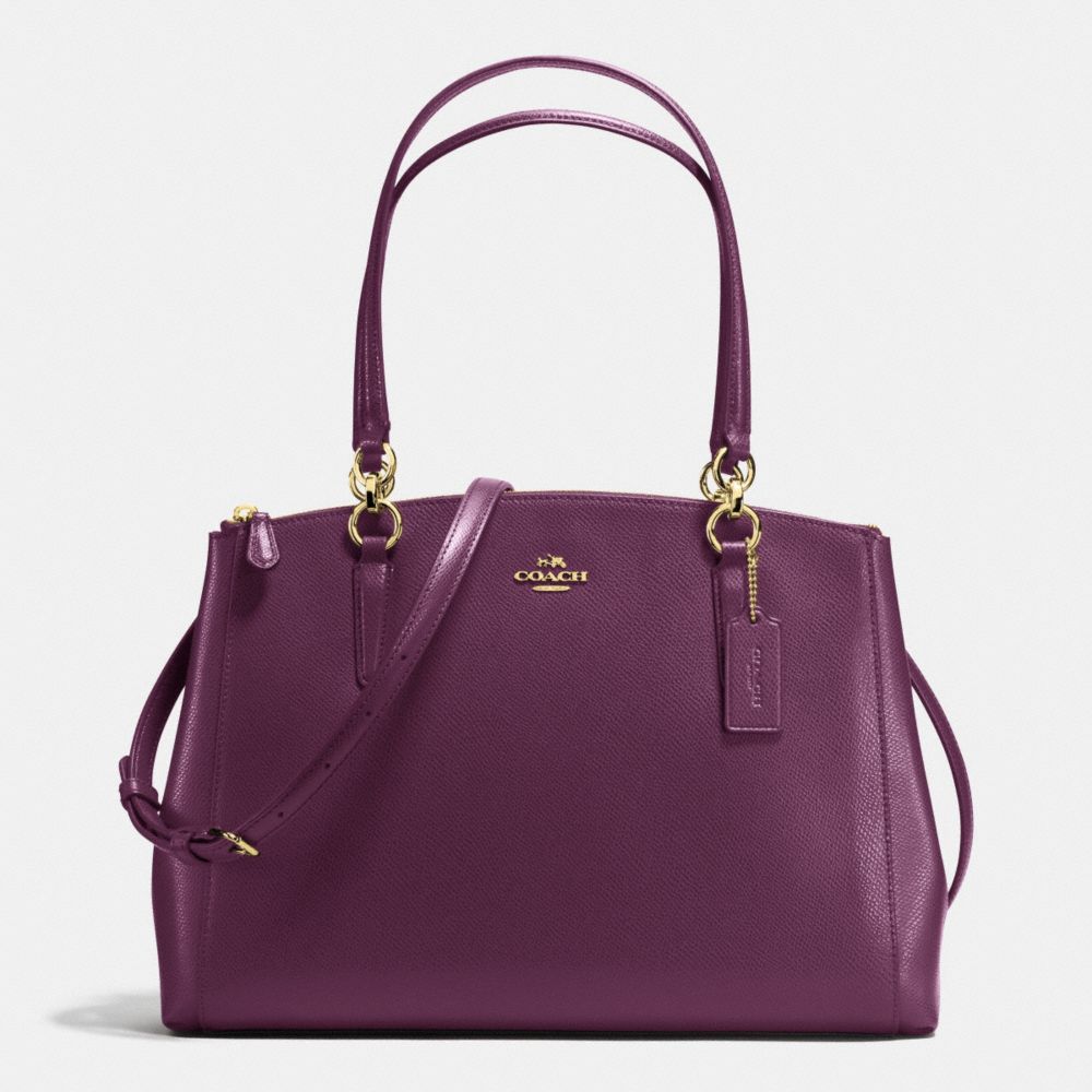 CHRISTIE CARRYALL IN CROSSGRAIN LEATHER - COACH f36606 - IMITATION GOLD/PLUM