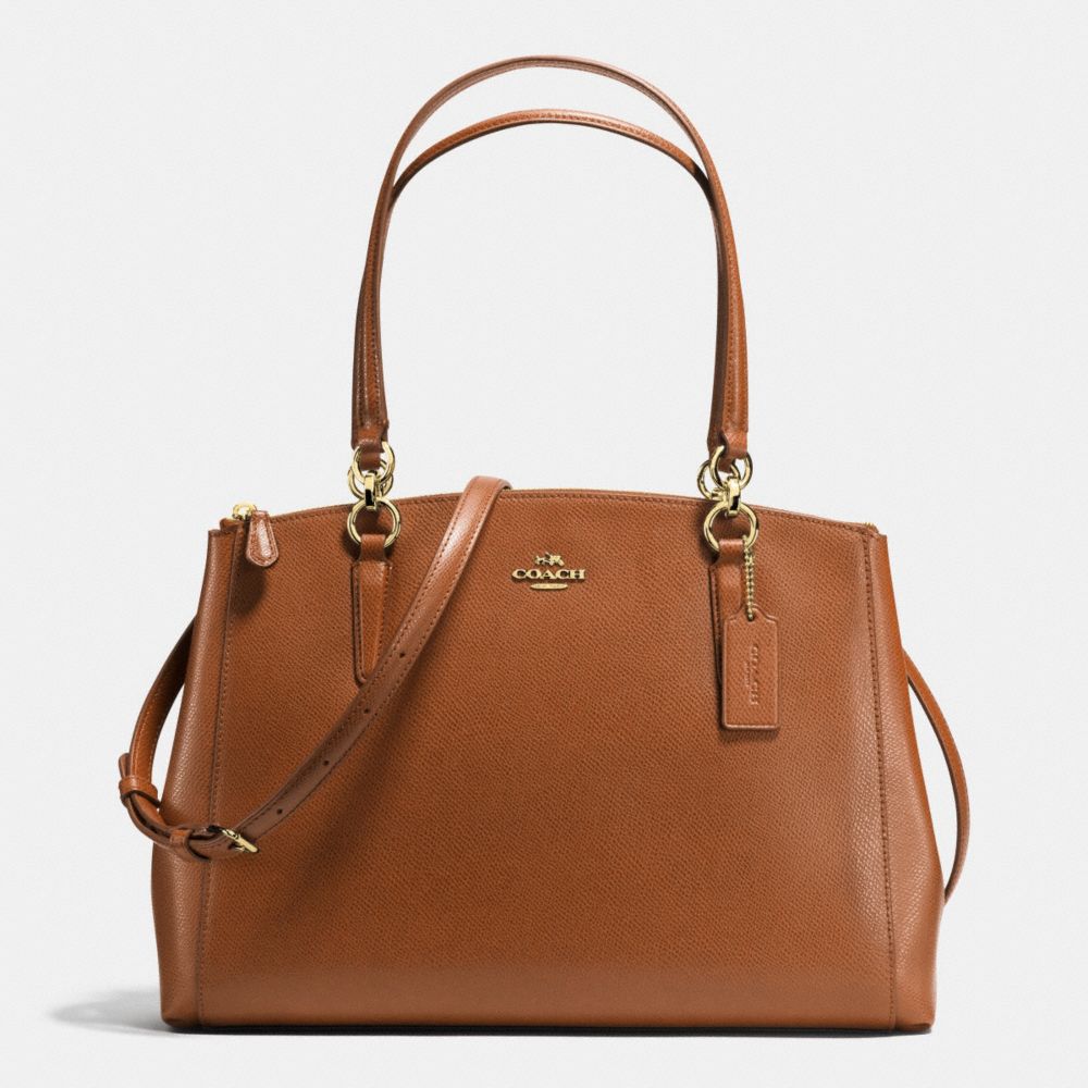 CHRISTIE CARRYALL IN CROSSGRAIN LEATHER - COACH f36606 - IMITATION GOLD/SADDLE