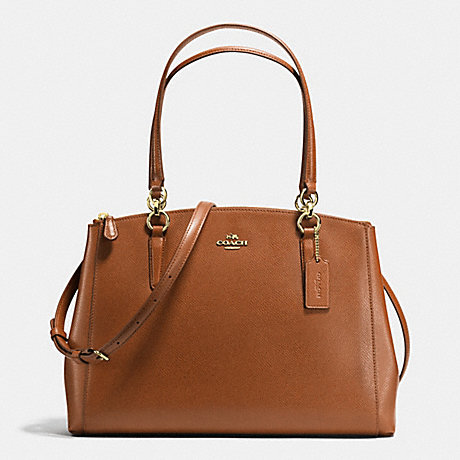 COACH CHRISTIE CARRYALL IN CROSSGRAIN LEATHER - IMITATION GOLD/SADDLE - f36606
