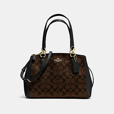 COACH SMALL CHRISTIE CARRYALL IN SIGNATURE - IMITATION GOLD/BROWN/BLACK - f36619