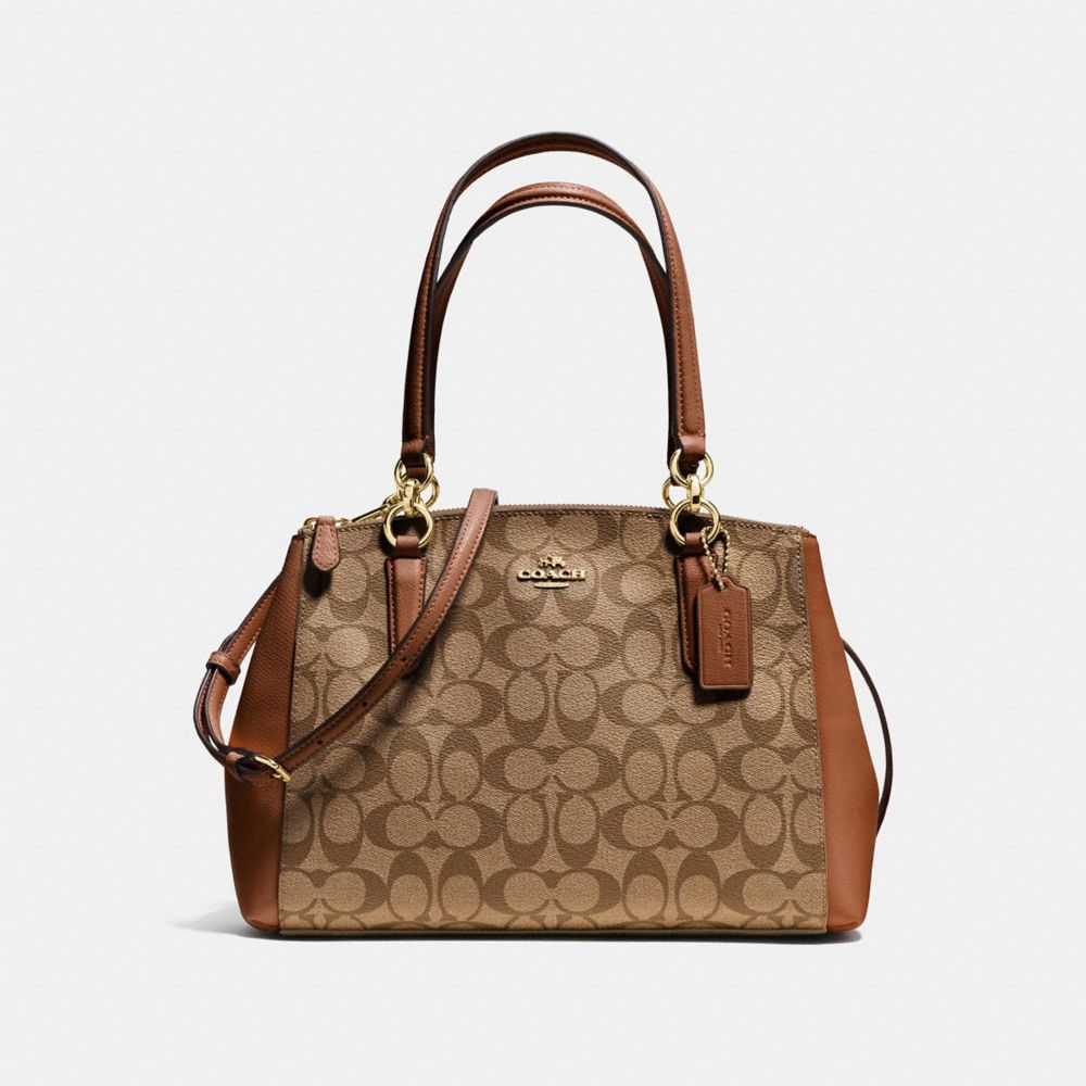 SMALL CHRISTIE CARRYALL IN SIGNATURE - COACH f36619 - IMITATION  GOLD/KHAKI/SADDLE