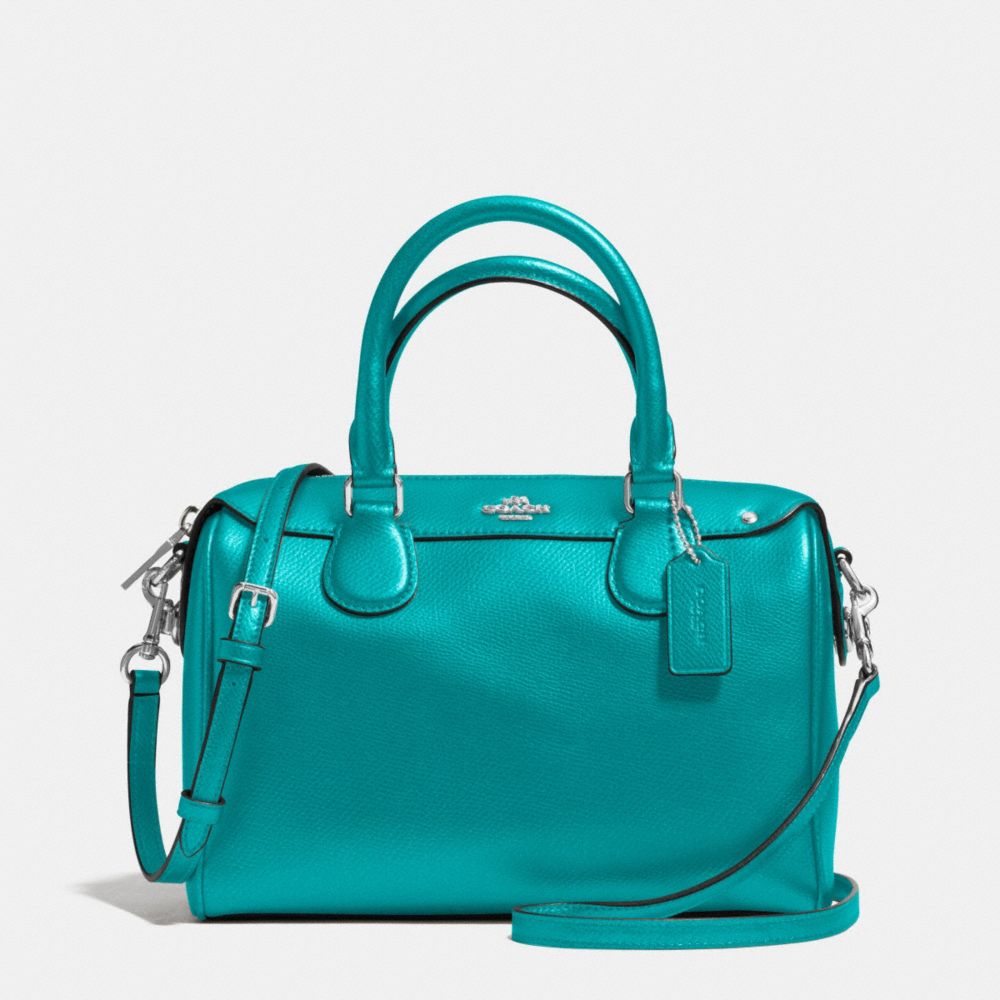 COACH MINI BENNETT SATCHEL IN CROSSGRAIN LEATHER - SILVER/TURQUOISE - F36624