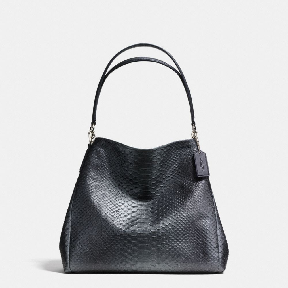 PHOEBE SHOULDER BAG IN METALLIC SNAKE EMBOSSED LEATHER - COACH f36627 - SILVER/GUNMETAL