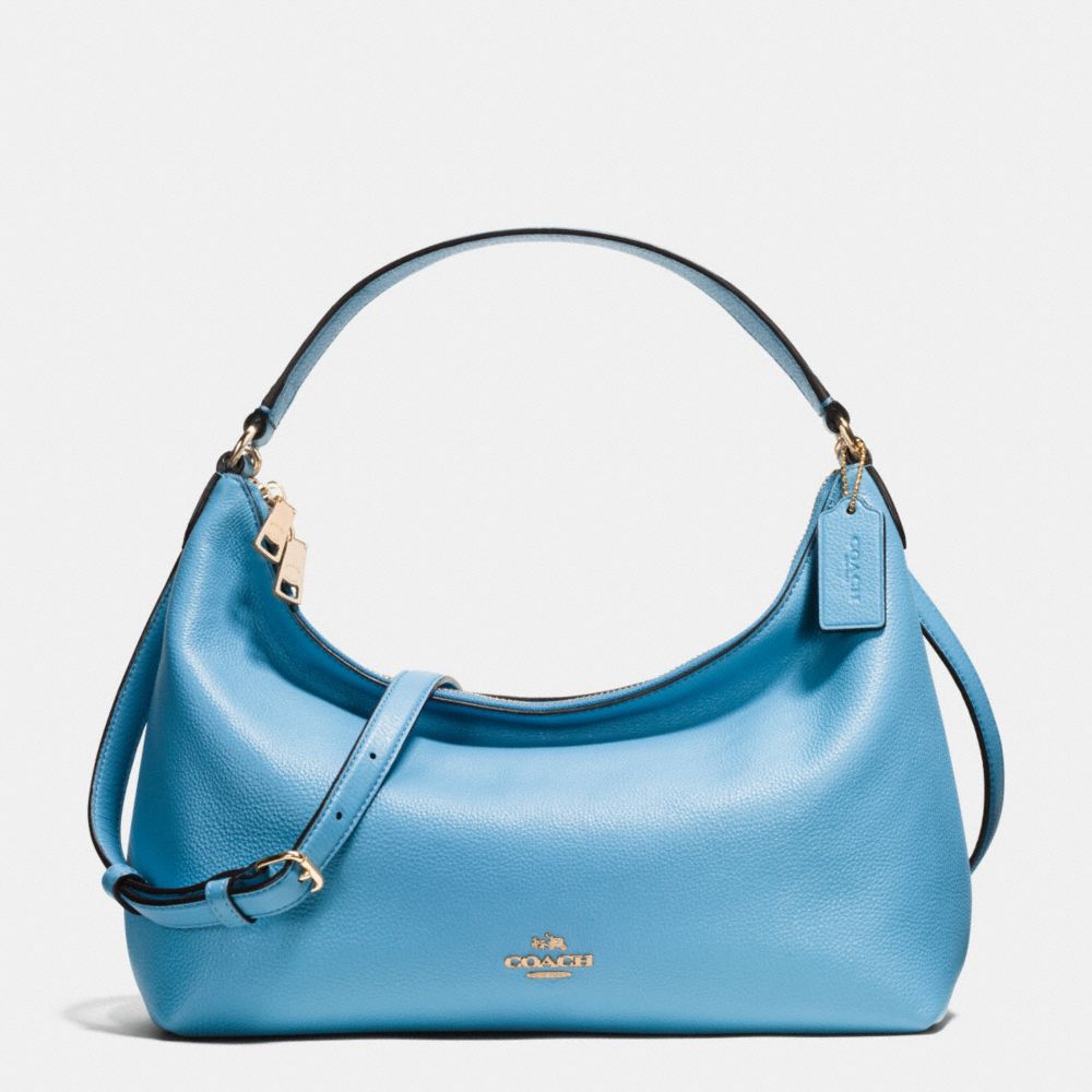 EAST/WEST CELESTE CONVERTIBLE HOBO IN PEBBLE LEATHER - COACH f36628 - IMITATION GOLD/BLUEJAY