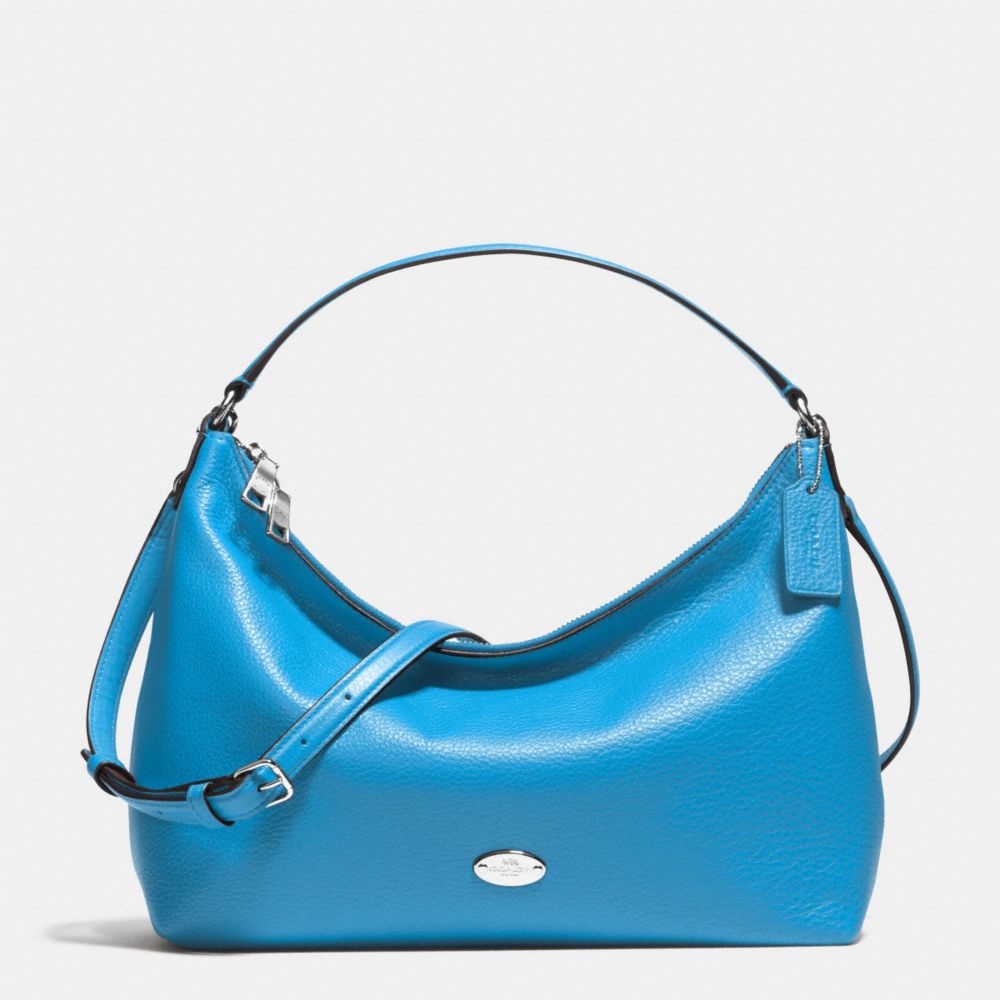 SMALL EAST/WEST CELESTE CONVERTIBLE HOBO IN PEBBLE LEATHER -  COACH f36628 - SILVER/AZURE