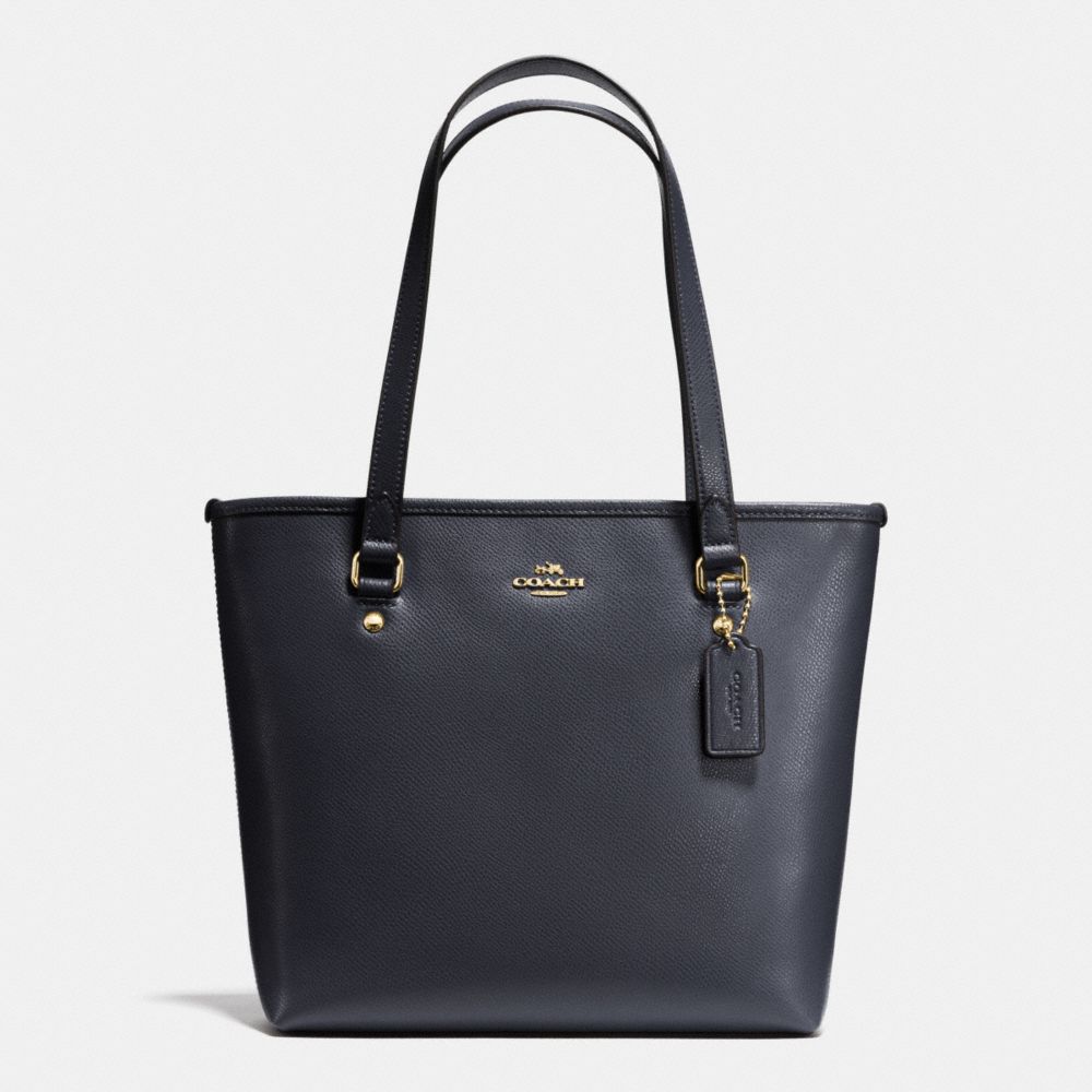 ZIP TOP TOTE IN CROSSGRAIN LEATHER - COACH f36632 - IMITATION GOLD/MIDNIGHT