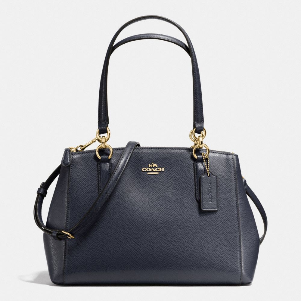 SMALL CHRISTIE CARRYALL IN CROSSGRAIN LEATHER - COACH f36637 - IMITATION GOLD/MIDNIGHT