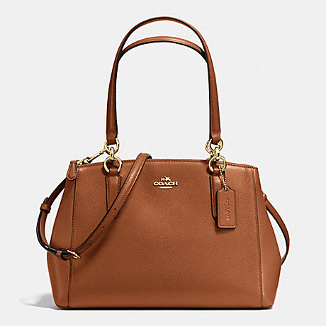 COACH SMALL CHRISTIE CARRYALL IN CROSSGRAIN LEATHER - IMITATION GOLD/SADDLE - f36637