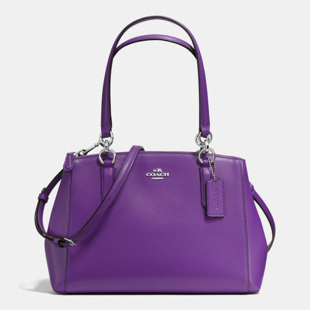 SMALL CHRISTIE CARRYALL IN CROSSGRAIN LEATHER - COACH f36637 -  SILVER/PURPLE