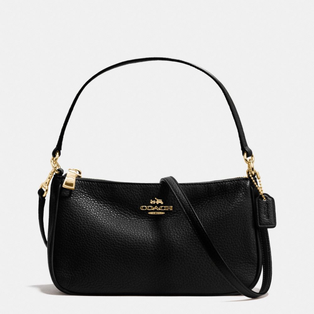 COACH TOP HANDLE POUCH IN PEBBLE LEATHER - IMITATION GOLD/BLACK - F36645