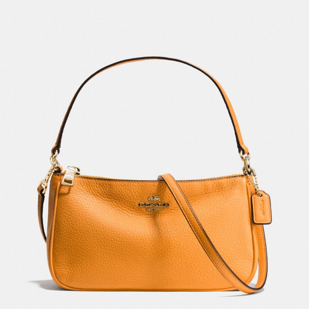 COACH TOP HANDLE POUCH IN PEBBLE LEATHER - IMITATION GOLD/ORANGE PEEL - F36645