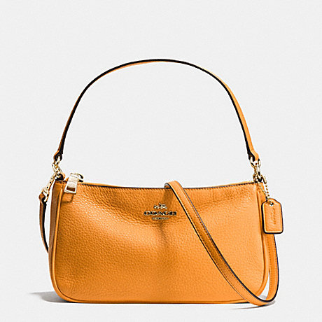 COACH TOP HANDLE POUCH IN PEBBLE LEATHER - IMITATION GOLD/ORANGE PEEL - f36645