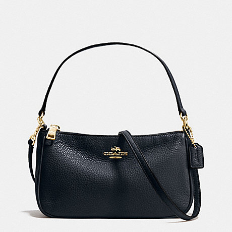 COACH TOP HANDLE POUCH IN PEBBLE LEATHER - IMITATION GOLD/MIDNIGHT - f36645